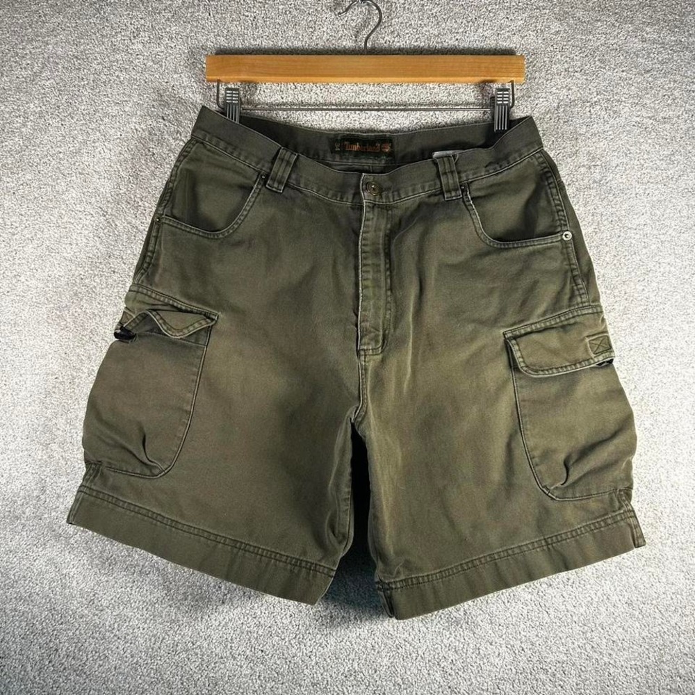 Y2K Timberland earth tone green baggy ripstop cargo shorts